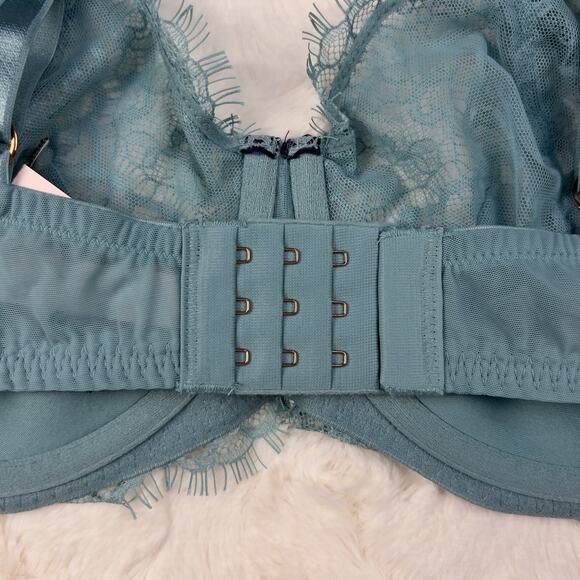 Victoria Secret Bra Push Up Sea Green Lace Ribbon Trim Dream Angels SZ.38DD New - Picture 7 of 8